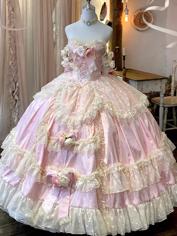 Pink Floor-Length Romantic Princess Sweet Lolita Wedding Dress 商品画像
