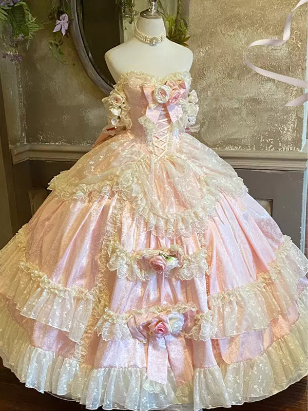 Pink Floor-Length Romantic Princess Sweet Lolita Wedding Dress 商品画像