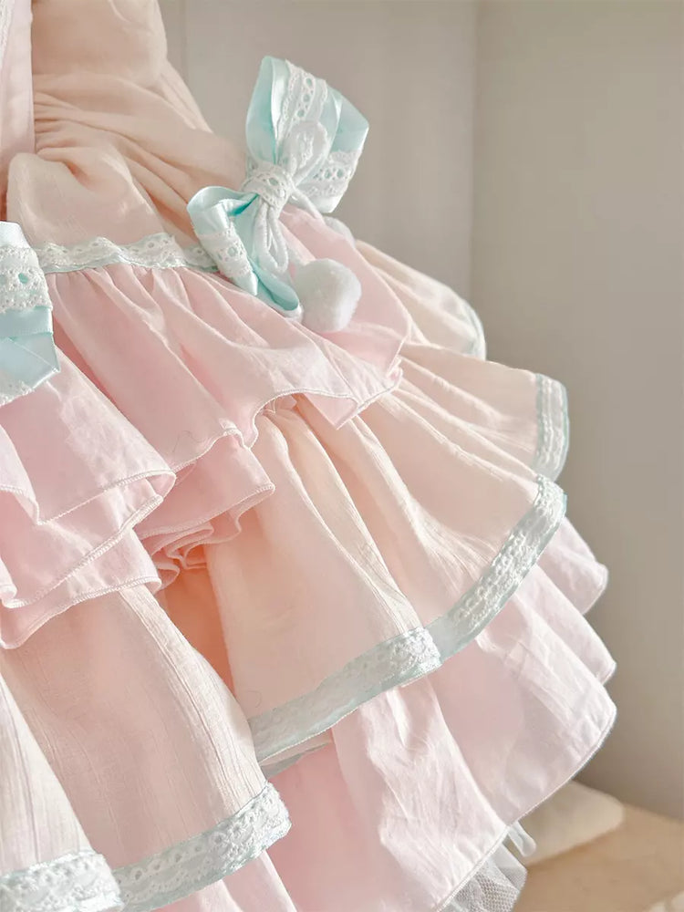 Pink Two-Tone Detachable Sleeve Ballet Sweet Lolita Dress detail view 12