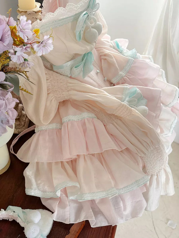 Pink Two-Tone Detachable Sleeve Ballet Sweet Lolita Dress detail view 13