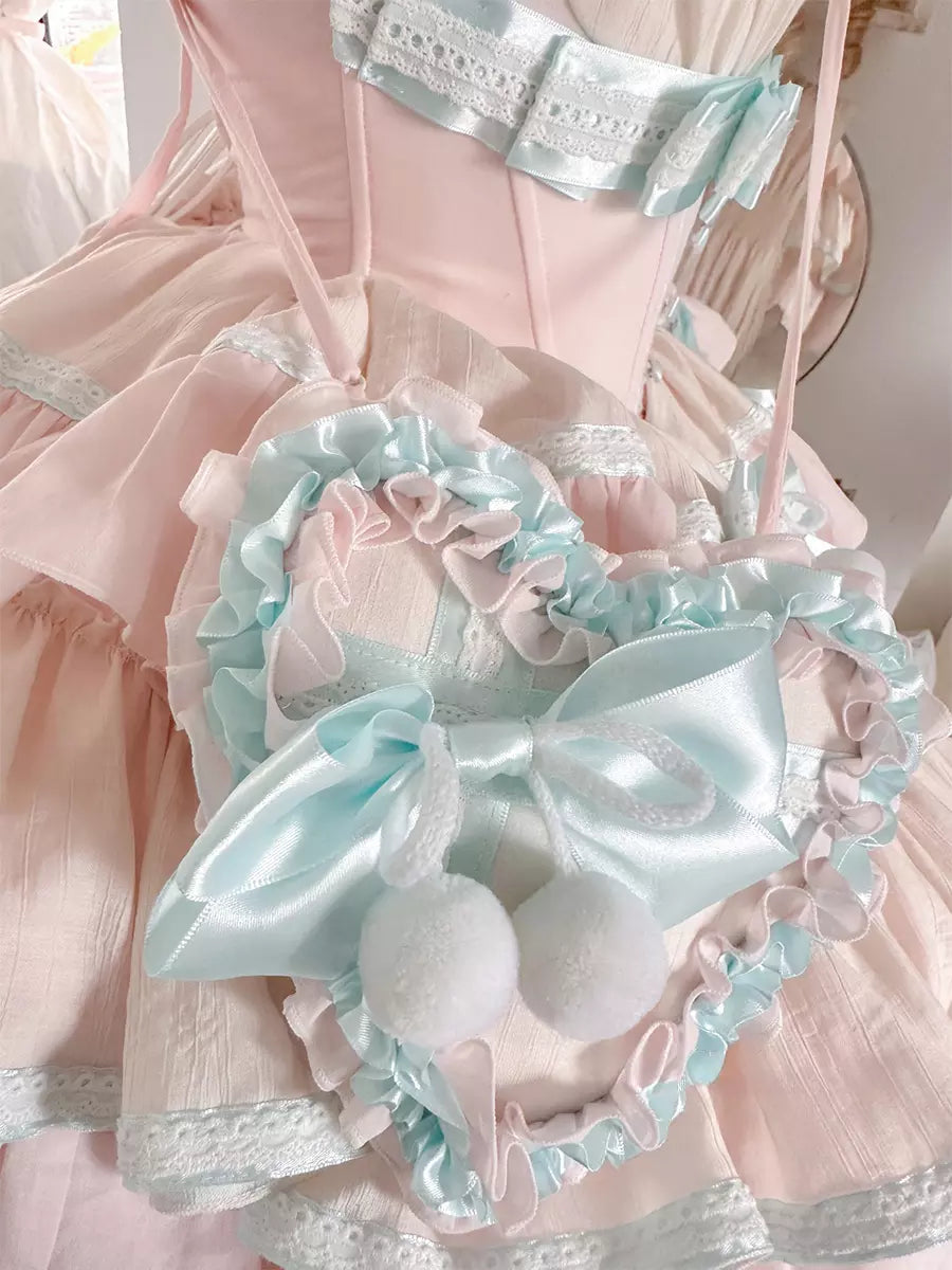 Pink Two-Tone Detachable Sleeve Ballet Sweet Lolita Dress detail view 14