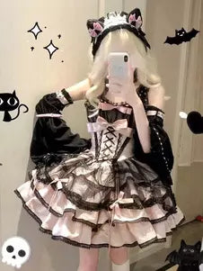 Detachable Sleeve Lace-Up Sweet Ballet Lolita JSK Set – 5 Colors 商品画像
