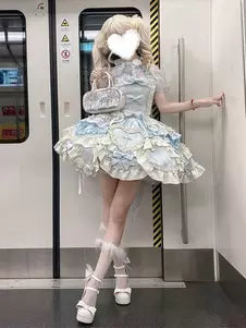 Halter Ruffle Lace-Up Sweet Ballet Lolita Dress – 2 Colors detail view 3
