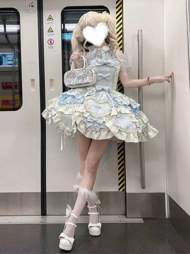 Halter Ruffle Lace-Up Sweet Ballet Lolita Dress – 2 Colors 商品画像