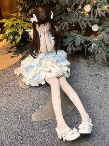 Halter Ruffle Lace-Up Sweet Ballet Lolita Dress – 2 Colors detail view 4