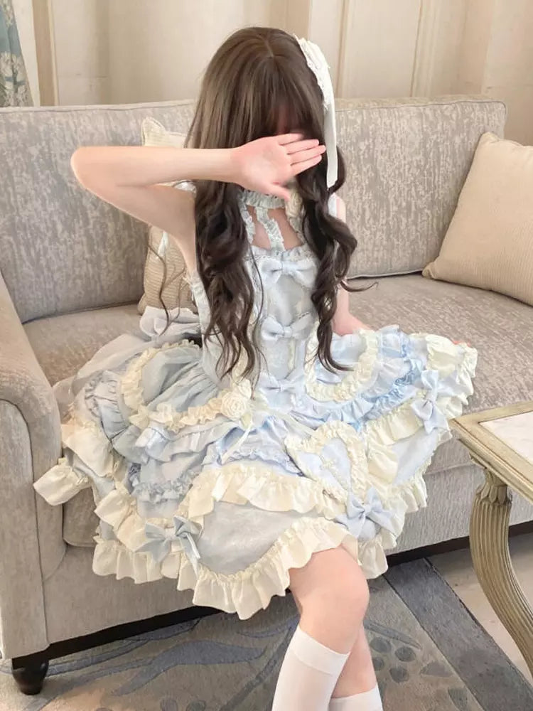 Halter Ruffle Lace-Up Sweet Ballet Lolita Dress – 2 Colors 商品画像