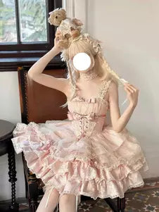 Detachable Sleeve Lace-Up Sweet Ballet Lolita JSK Set – 5 Colors 商品画像