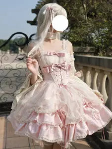 Detachable Sleeve Lace-Up Sweet Ballet Lolita JSK Set – 5 Colors 商品画像