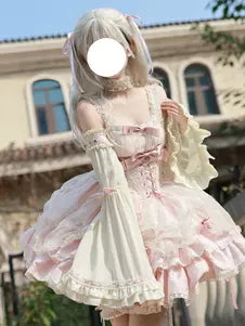 Detachable Sleeve Lace-Up Sweet Ballet Lolita JSK Set – 5 Colors 商品画像
