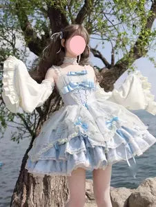 Detachable Sleeve Lace-Up Sweet Ballet Lolita JSK Set – 5 Colors 商品画像