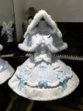Blue & Pink Bow Hooded Cape Sweet Lolita Dress Set front view