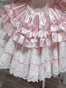 Pink Lace Floral Ruffle Sleeveless Sweet Lolita Princess Ball Gown 商品画像