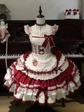 Red Strawberry Polka Dot Plaid Sleeveless Sweet Lolita Dress front view