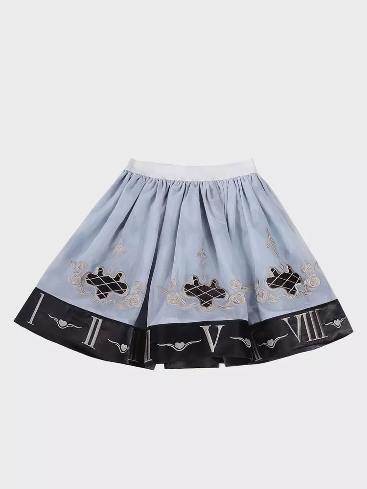 Blue Gothic Lolita Spaghetti Strap Layered Ruffle Bow Dress Set detail view 13