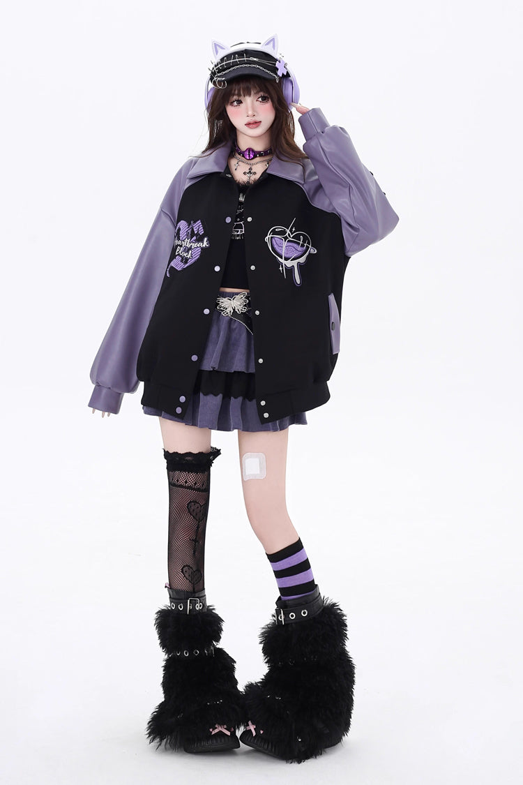 Long Sleeves Embroidery Stitching Gothic Japanese Jirai Kei Coat 2 Colors - Product - 6