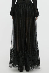 Black Floral Embroidery Mesh Women's Gothic Skirt - Product - 3