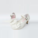 White Pearl Bowknot High Heel Classic Lolita Shoes - Product - 2
