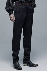 Bat Pocket Decoration Men's Gothic Pants 2 Colors - Black/Red - 8