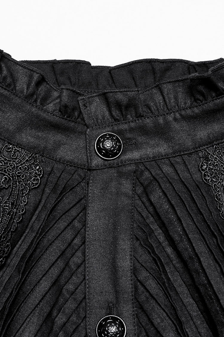 Black Long Puff Sleeves Lace Men's Gothic Blouse - Product - 6