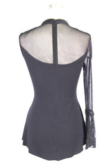 Black Shoulder Decals Feather Decoration Single Sleeve Splice Mesh Women's Gothic Knit - Product - 9