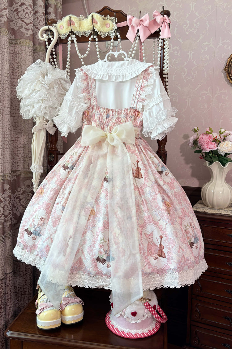 [Sweetheart Party] Sleeveless Printed Ruffled Embroidered Lace Sweet Lolita Jsk Dress 3 Colors - Product - 8