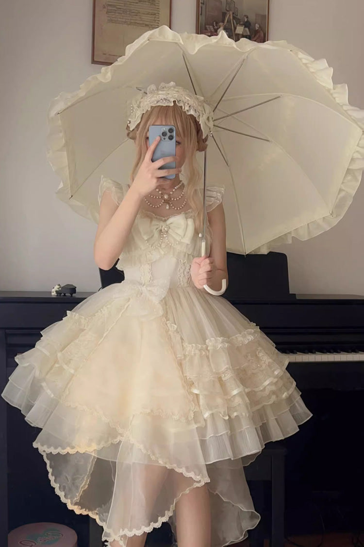 Apricot Solid Color Multi-layer Ruffle Hanayome Sweet Lolita Jsk Dress - Product - 2
