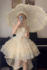 Apricot Solid Color Multi-layer Ruffle Hanayome Sweet Lolita Jsk Dress - Product - 2