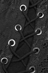 Black Lace Women's Bandage Strap Gothic Vintage Long Dress - Product - 7