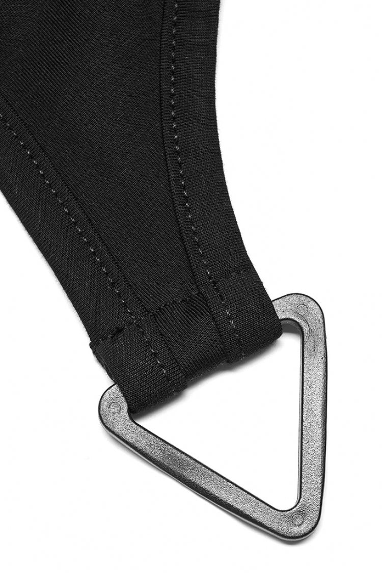 Black Halterneck Slim Asymmetric Women's Punk Dress - Product - 7