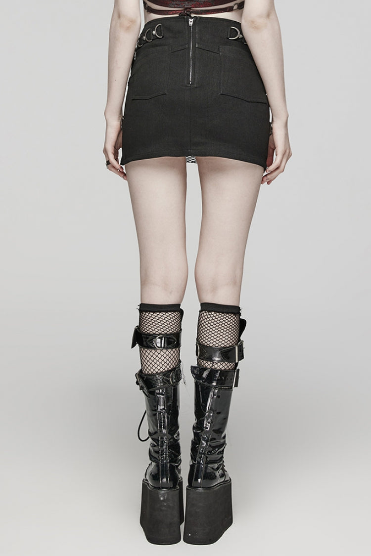 D Shaped Buckle Mesh Women's Steampunk Layered Skirt 2 Colors - Product - 3