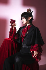 Black [Day and Night Song] Long Sleeves Ruffle Ouji Gothic Lolita Skirt Blouse - Product - 8