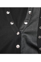Black Gothic Super Cool Slim Fit Strap Sexy Cropped Pullover Long Sleeve Women's Polo Tee - Product - 8