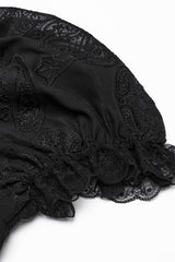 Black Stand Collar Long Puff Sleeves Jacquard Lace Women's Gothic Blouse - Product - 8