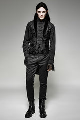 Black Victorian Swallow Tail Sleeveless Print Mens Gothic Vest - Product - 4
