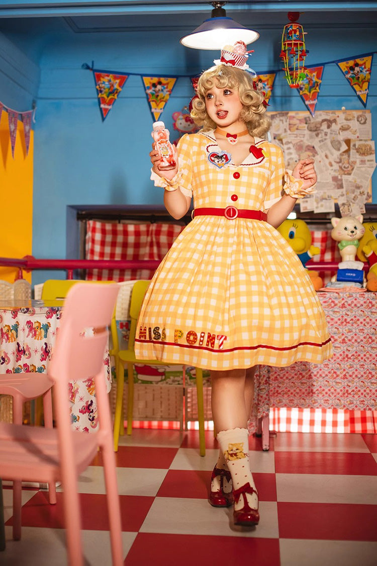 Sweetheart Cat Short Sleeves Print Embroidery Sweet Lolita Dress 3 Colors - Product - 11