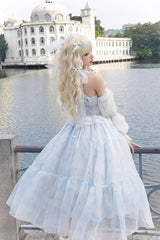 Glacier Blue Bubble Love Hanayome Tie-dyed Sweet Elegant Lolita Dress - Product - 11