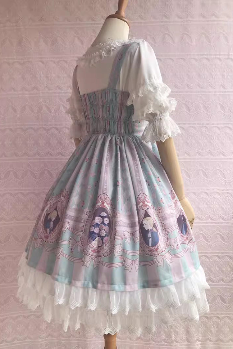 Double Layer Rose Lover's Dream Print Ruffle Bowknot Sweet Lolita Jsk Dress 3 Colors - Product - 10