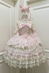 Pink [Falling Flowers in the Rain] Sleeveless Ruffle Embroidery Bowknot Sweet Chinese Style Lolita Jsk Dress - Pink - 1
