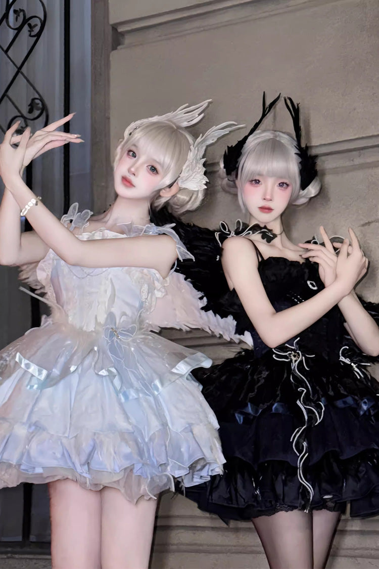 Wings Arrival Multi-layer Ruffle Bowknot Ballet Style Sweet Elegant Lolita Jsk Dress 3 Colors - Product - 9