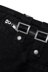 Black Multi-Pocket Buckle Women's Punk Jeans Pants - Product - 5