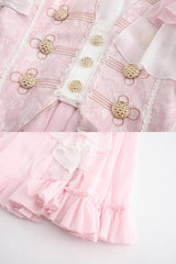 Pink Glass Castle Long Sleeves Bowknot Elegant Handsome Prince Ouji Fashion Lolita Coat - Product - 5