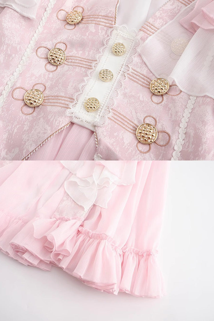 Pink Glass Castle Long Sleeves Bowknot Elegant Handsome Prince Ouji Fashion Lolita Coat - Product - 5