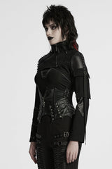 Black Batlike Stitching Zipper Women's Punk Underbust Corset - Product - 2