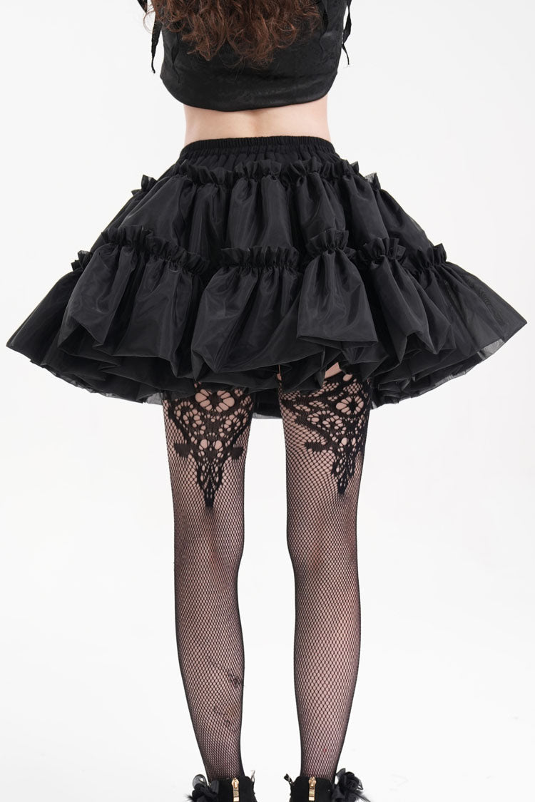Black Bubble Ruffle Mesh Women's Gothic Skirt - Product - 5