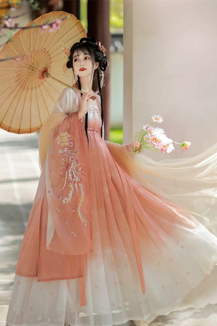 Embroidery Women's Sweet Chinese Style Hanfu Dress Full Set 2 Colors - Product - 3