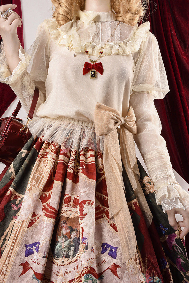 Red [Kaleidoscope of Dreams] Oil Print Side Cardigan Sweet Vintage Gorgeous Lolita Skirt - Product - 4