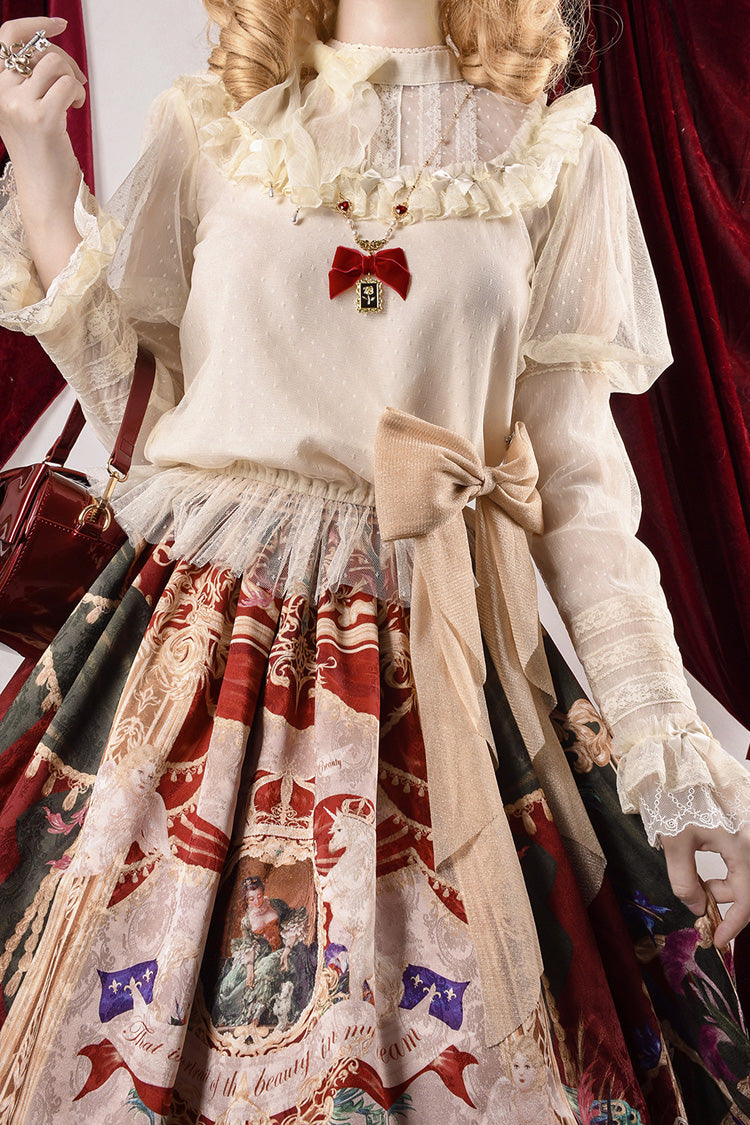 Red [Kaleidoscope of Dreams] Oil Print Side Cardigan Sweet Vintage Gorgeous Lolita Skirt - Product - 4
