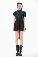 Black Bat Wing Buckled Women's Gothic Suspender Dress Graduation Dress with Tail - Product - 7