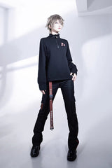 Black Unmarked Blade Gothic Handsome Ouji Lolita Long Pants - Product - 5