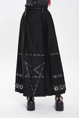 Black Eyelets Rivets Pentacle Horse-face Women's Punk Skirt - Product - 2